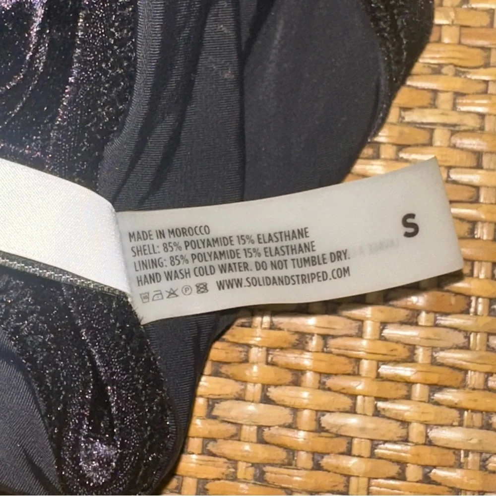 Solid & Striped Velvet Black Swim Top Womens Small Classic Goth Grunge Beach Y2K - Picture 7 of 9